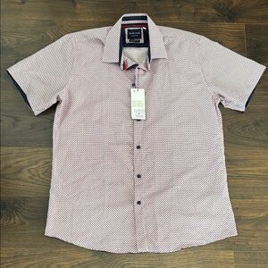 Silver Stone modern fit geo collection short sleeve button down shirt